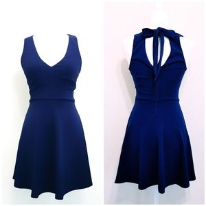 NEW B. Smart Fit and Flare Dress V-neck Bow Back